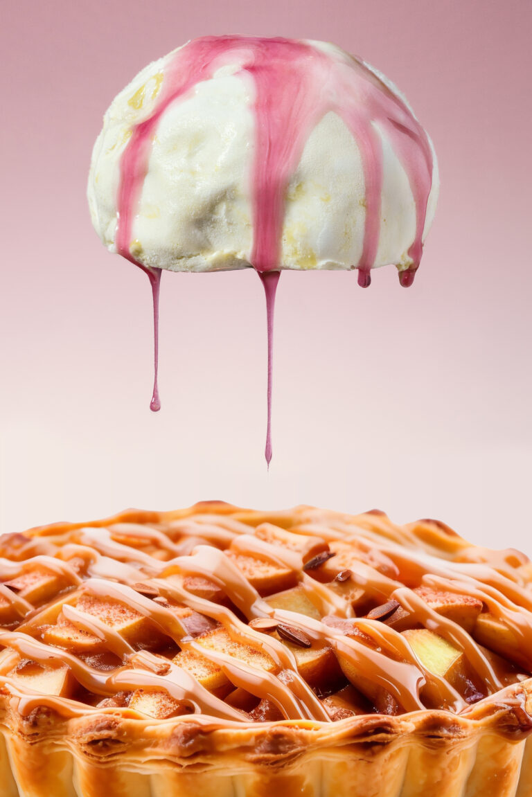 araffe is dripping from a pastry on top of a pie