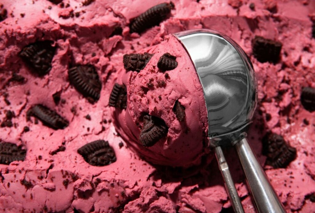araffe ice cream with oreos and chocolate chips on top